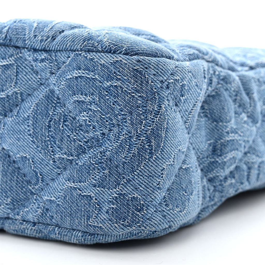 Chanel Denim Quilted Camellia Sweetheart Small Hobo Blue