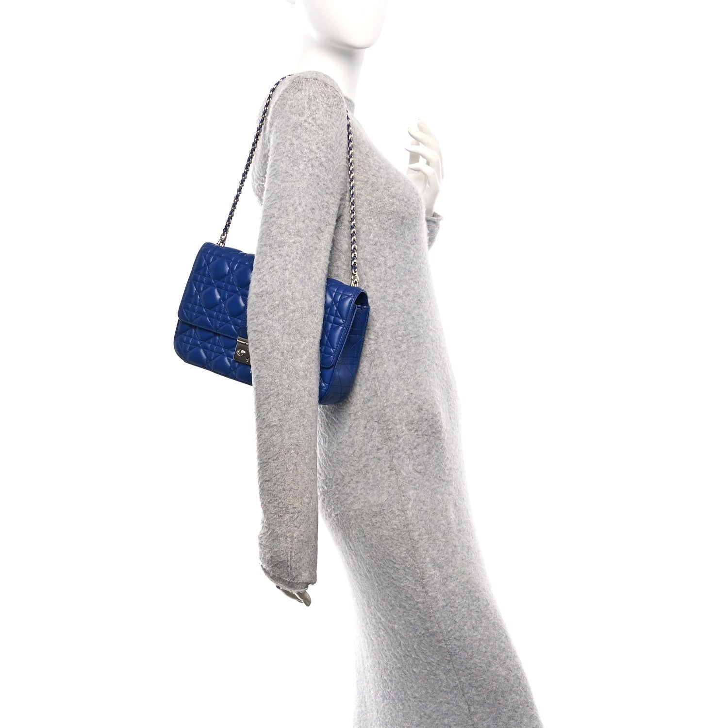 Christian Dior Lambskin Cannage Medium Miss Dior Flap Blue