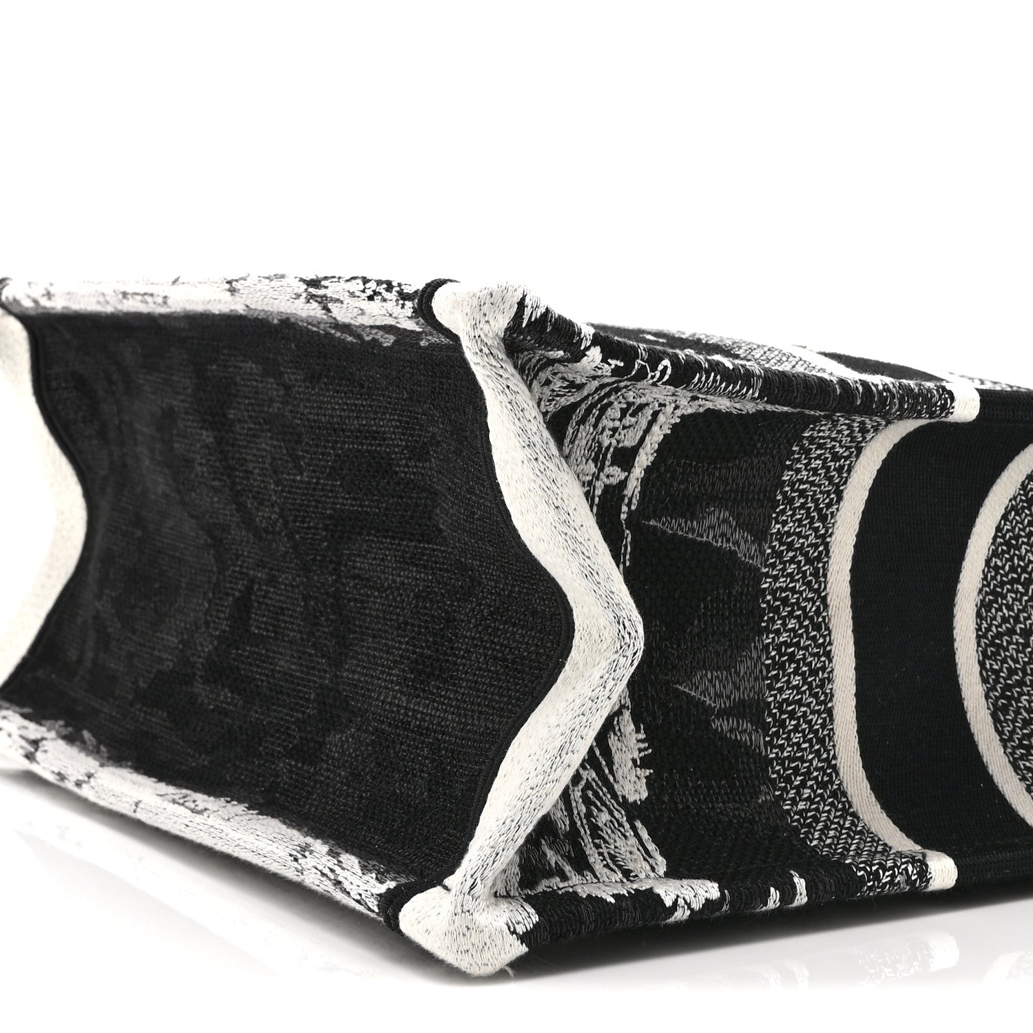 Christian Dior Canvas Embroidered Medium Paris Book Tote Black White