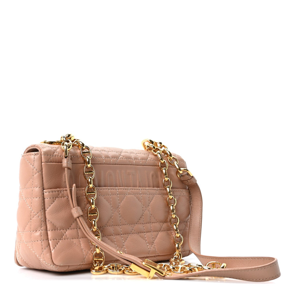 Christian Dior Calfskin Cannage Small Caro Bag Rose De Vents