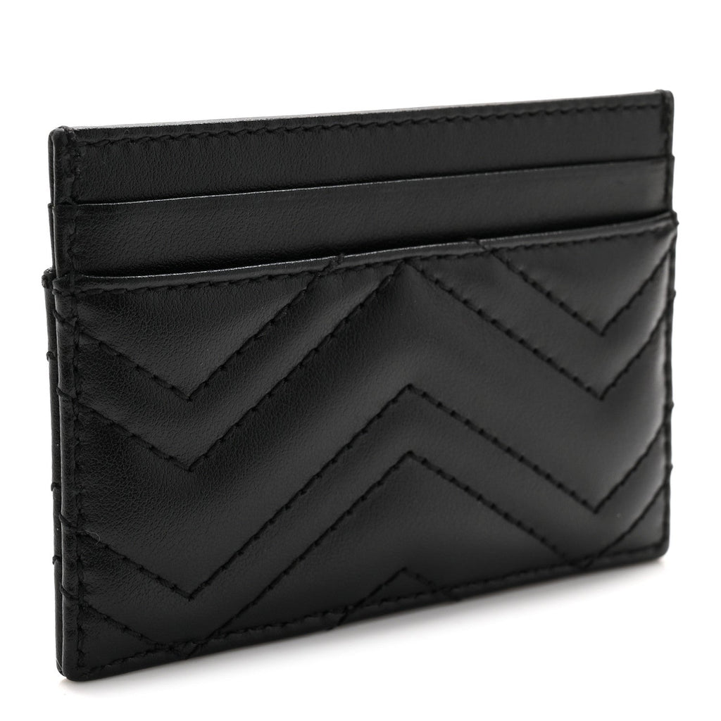 Gucci Calfskin Matelasse GG Marmont Card Holder Black