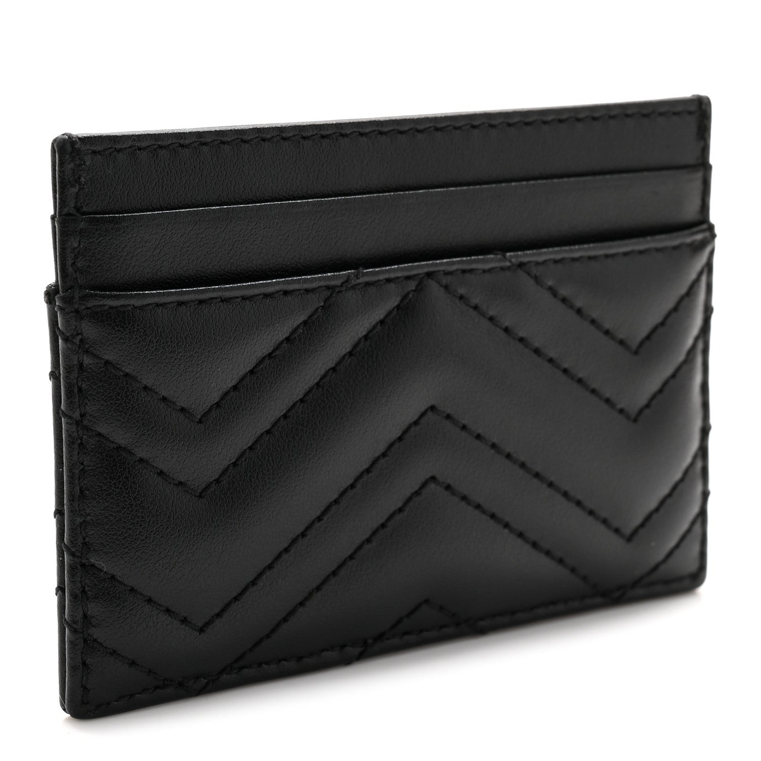Gucci Calfskin Matelasse GG Marmont Card Holder Black