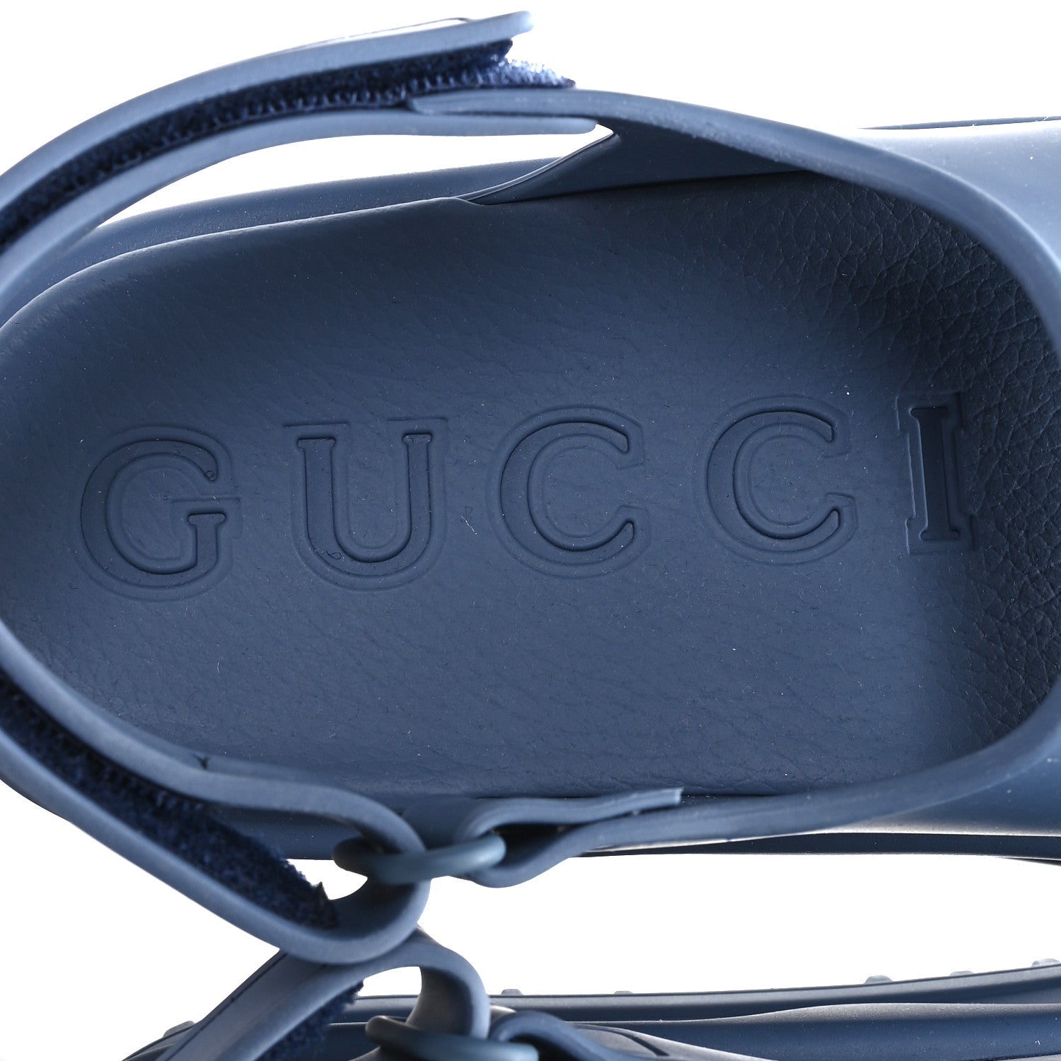 Gucci Soft Rubber Horsebit Mens Platform Slingback Sandals 5 Washed Indigo