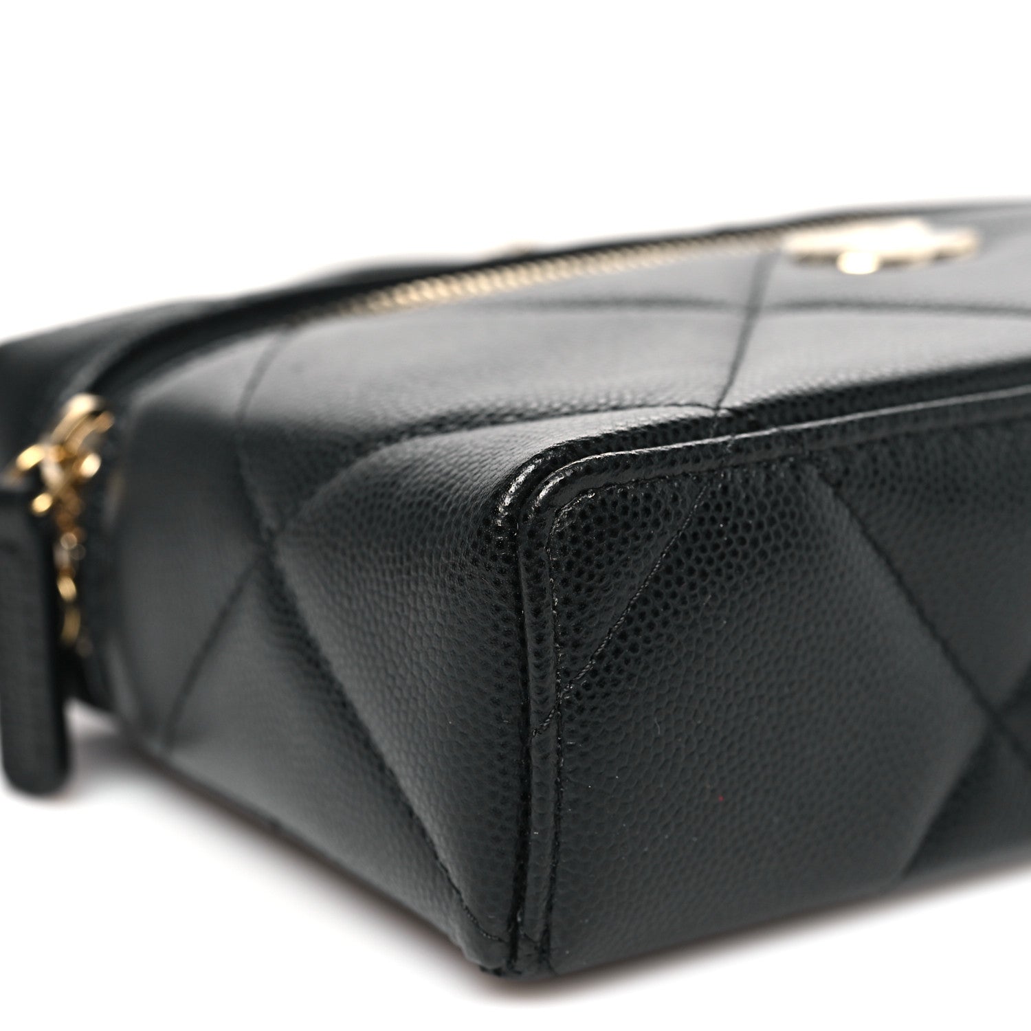 Chanel Caviar Quilted Top Handle Slim Vanity With Chain Black