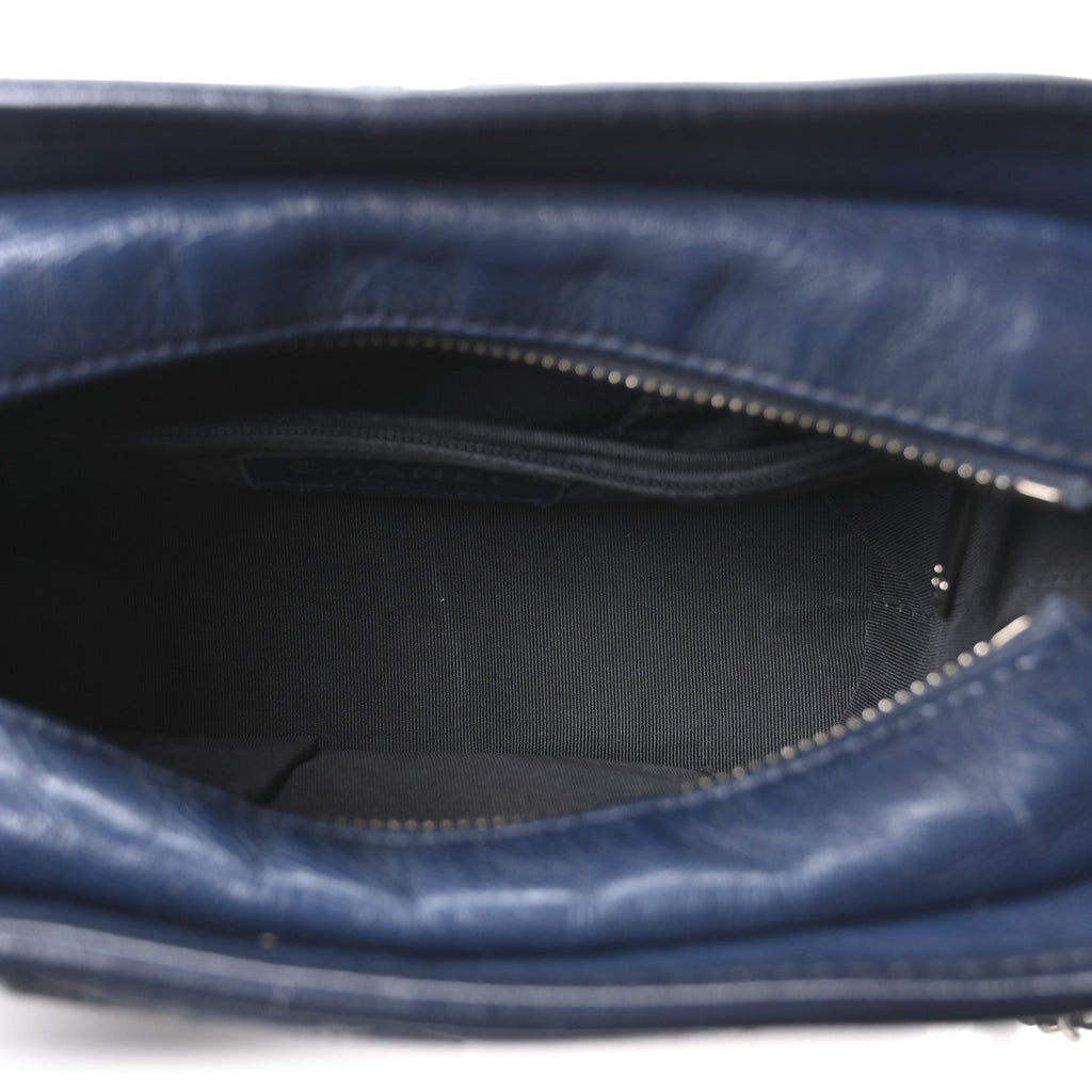 Chanel Aged Calfskin Quilted Small Gabrielle Hobo Navy