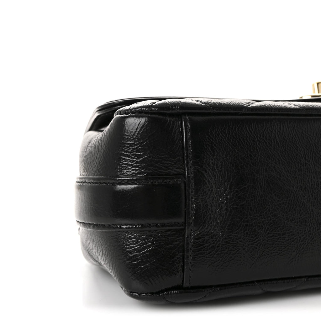 Chanel Crumpled Glazed Lambskin Quilted Small Flap Black