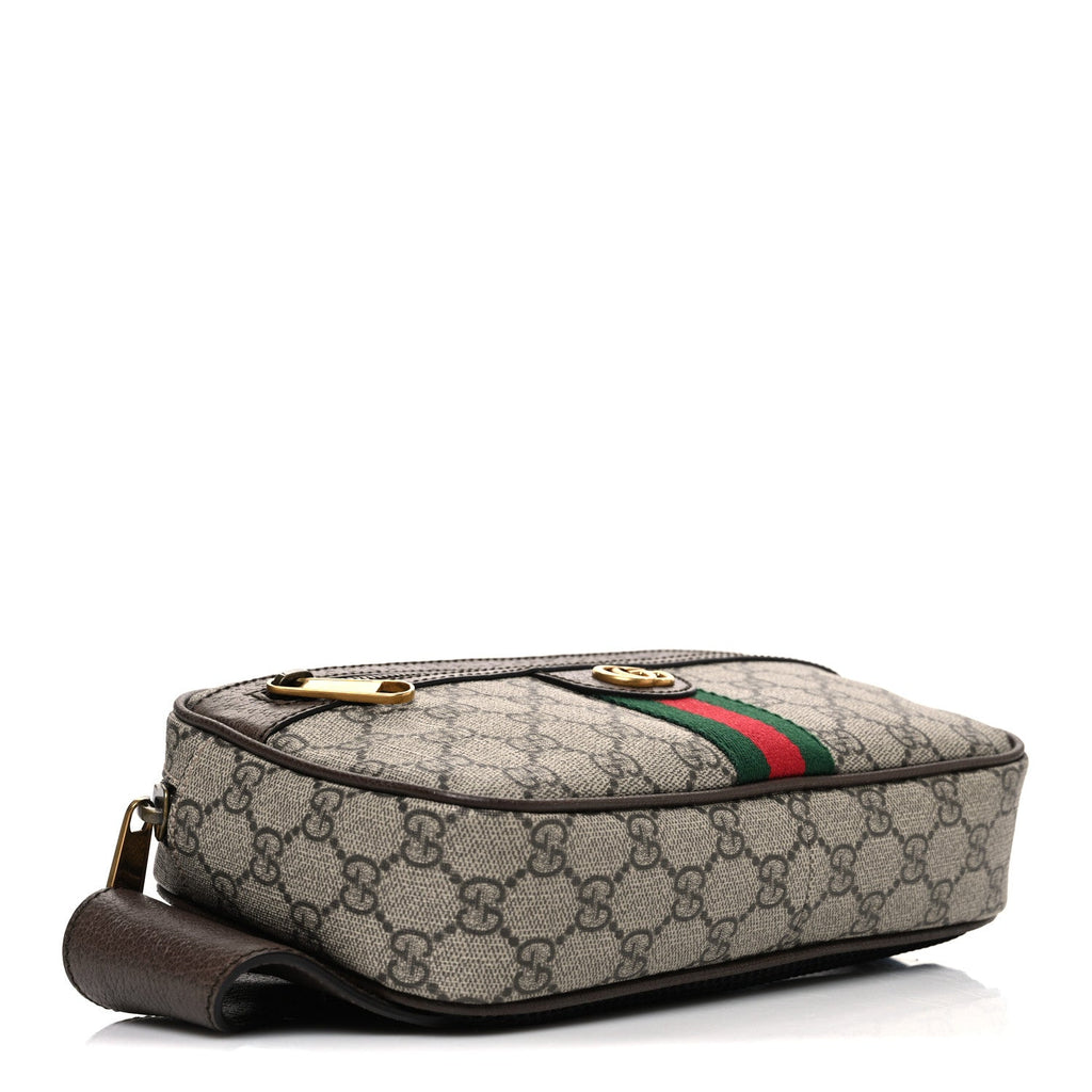 Gucci Soft GG Supreme Monogram Medium Ophidia Belt Bag Dark Brown