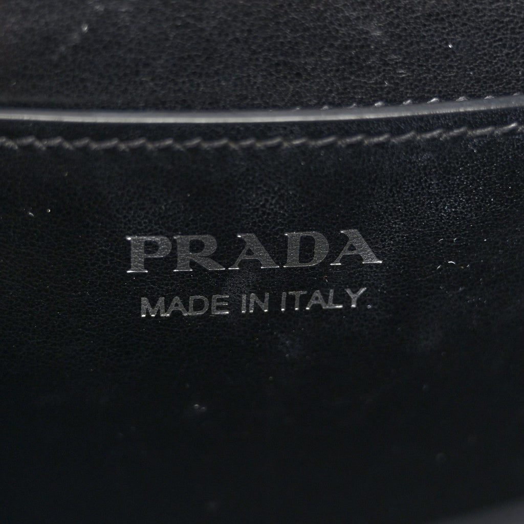 Prada Saffiano Cuir Calfskin Monochrome Envelope Flap Chain Shoulder Bag Black