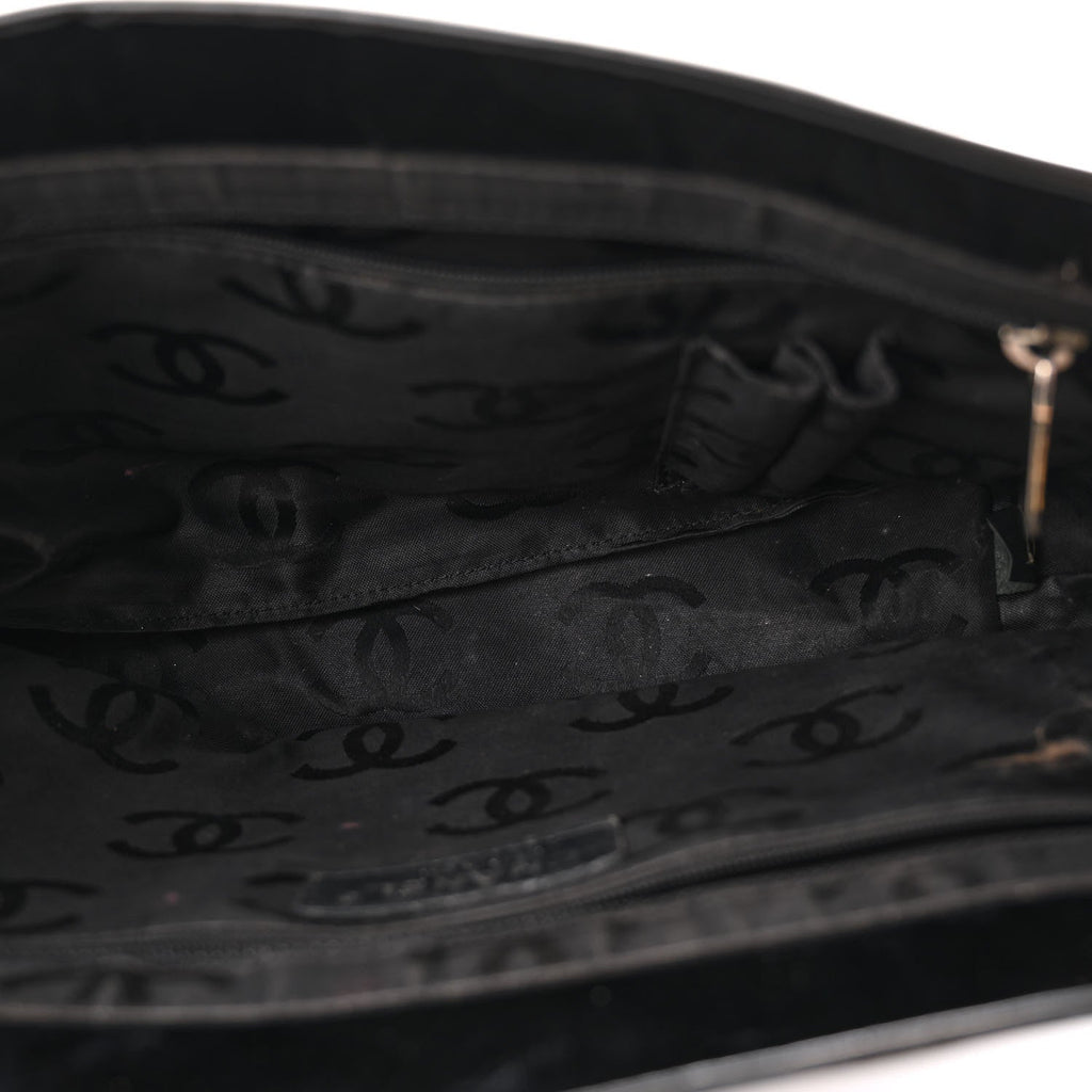 Chanel Patent Pony Hair Small Pocket Tote Black