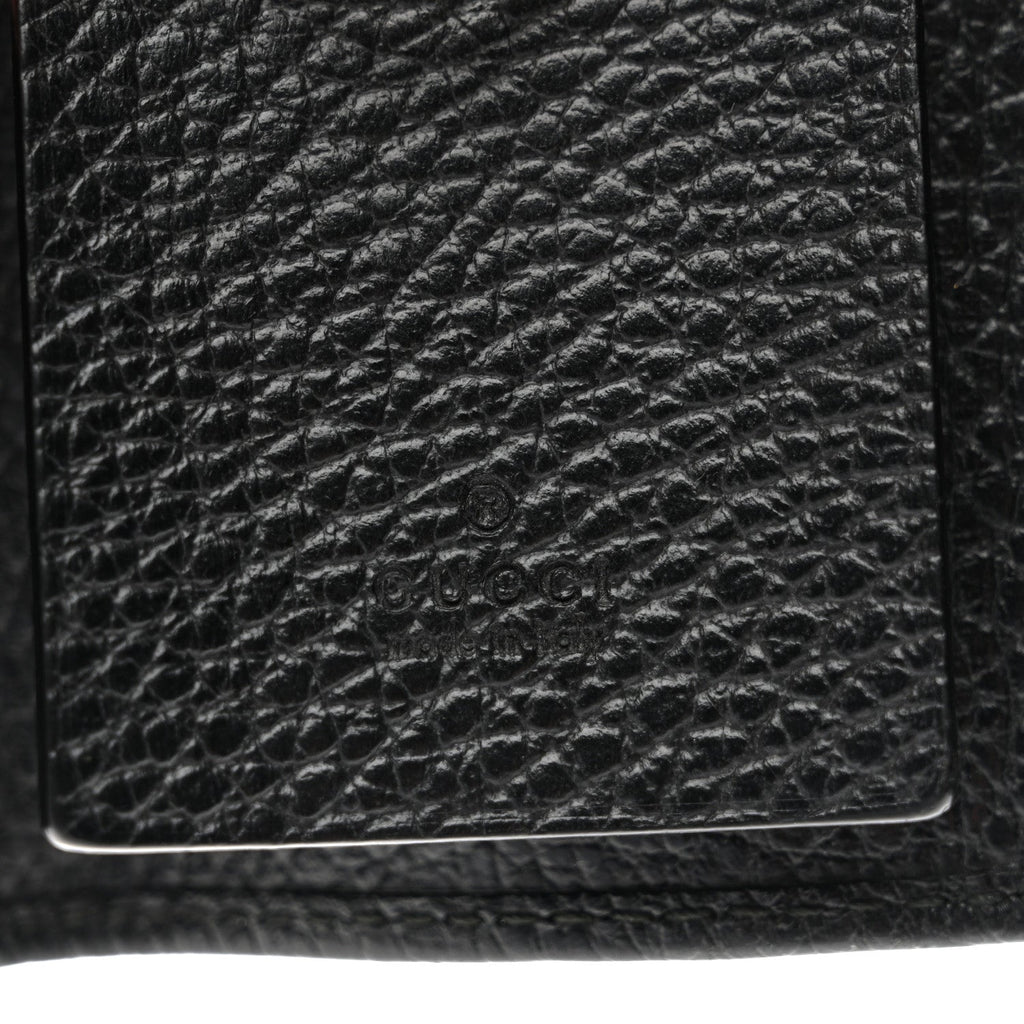 Gucci Pebbled Calfskin GG Marmont 6 Key Holder Black