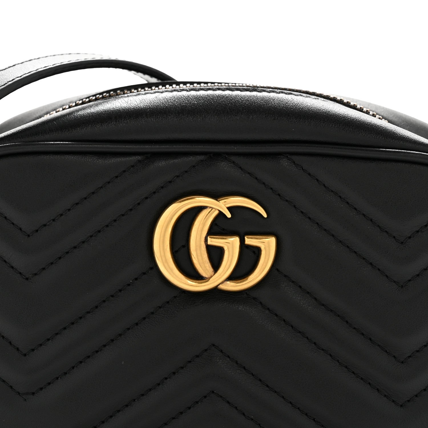 Gucci Calfskin Matelasse Mini GG Marmont Chain Shoulder Bag Black