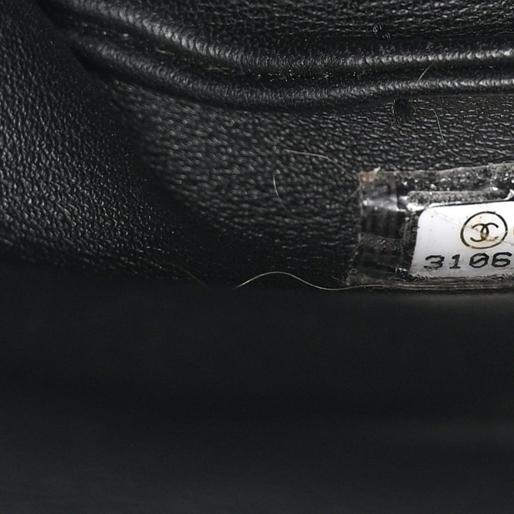 Chanel Shiny Lambskin Quilted Small Chain Is More Drawstring Bag Black