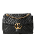 Gucci Calfskin Matelasse Large GG Marmont Shoulder Bag Black