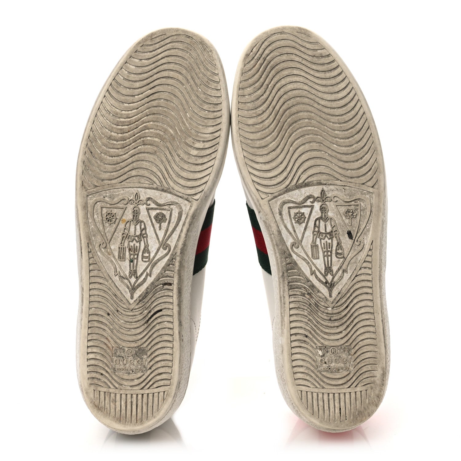 Gucci Calfskin Ayers Bee Embroidered Womens Ace Sneakers 38 White Green