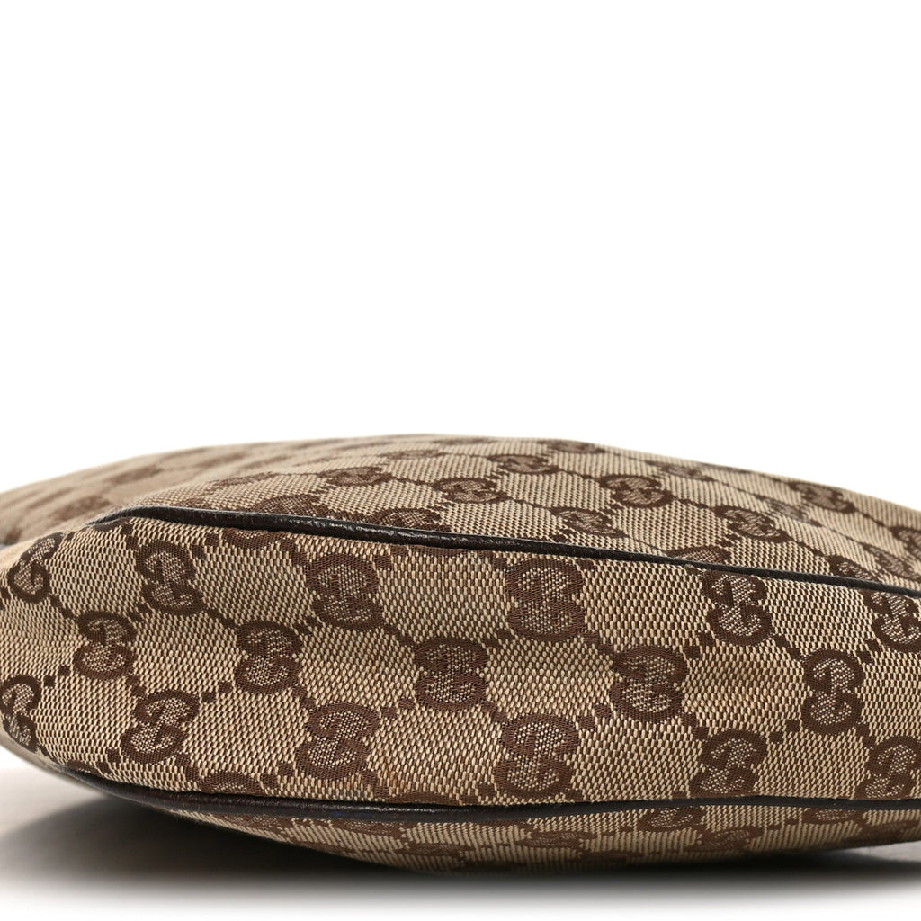 Gucci Monogram Medium Half Moon Hobo Dark Brown
