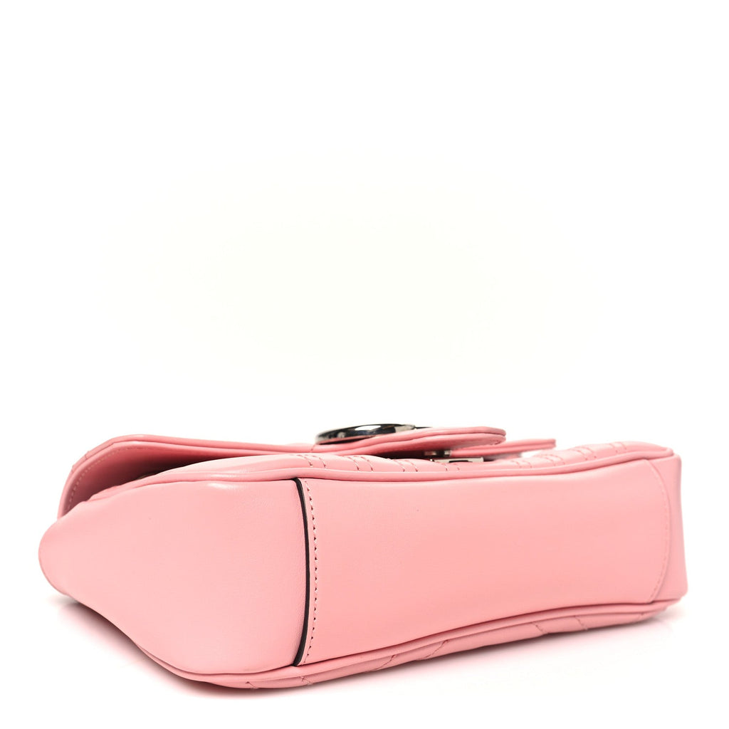 Gucci Calfskin Matelasse Mini GG Marmont Shoulder Bag  Wild Rose