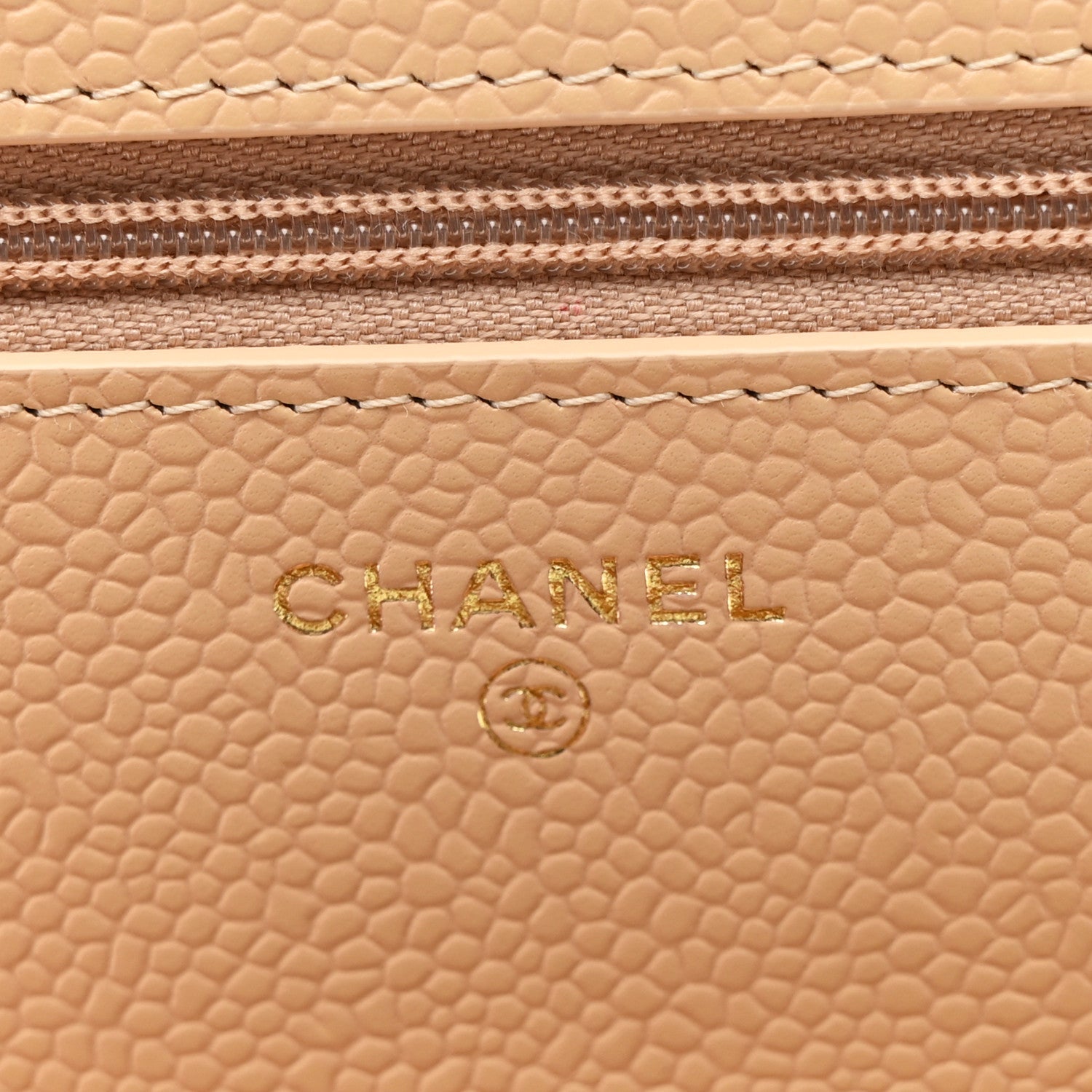 Chanel Caviar Quilted Wallet on Chain WOC Beige