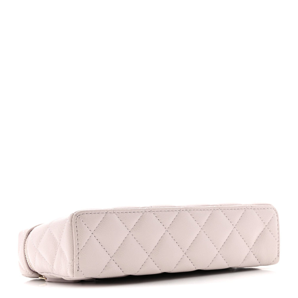 Chanel Caviar Quilted Top Handle Slim Vanity With Chain Light Purple