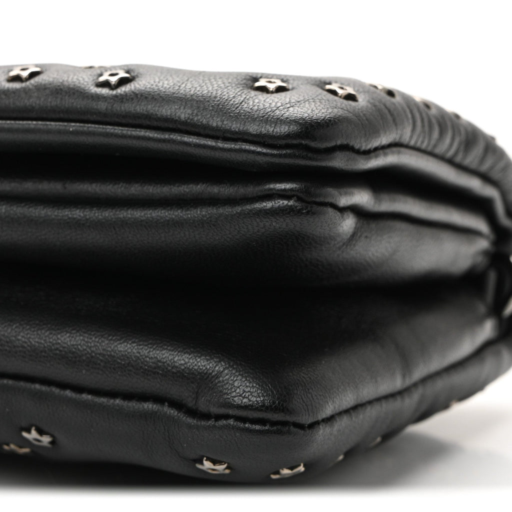 Christian Dior Calfskin Star Motif Macrocannage Mini Caro Bag Black