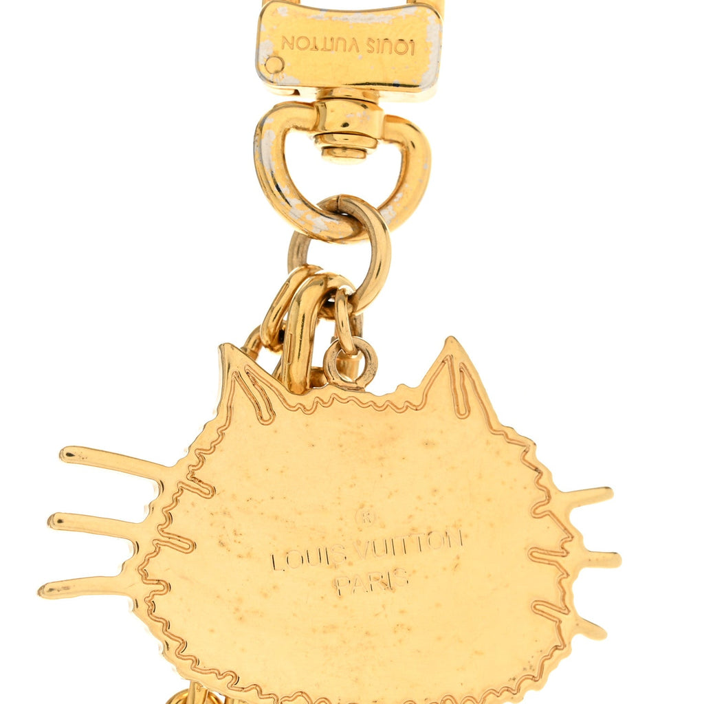 Louis Vuitton Catogram Cat Key Chain Bag Charm Gold Black