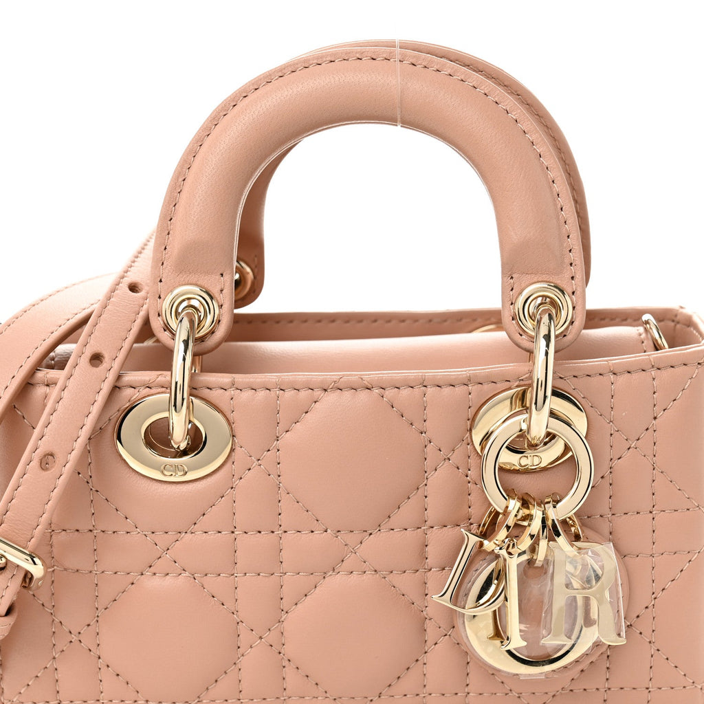 Christian Dior Lambskin Cannage Micro Lady D-Joy Rose Des Vents
