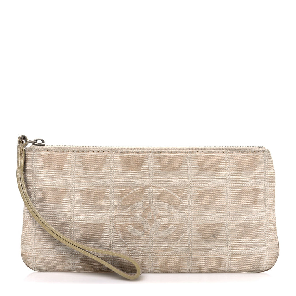 Chanel Nylon Travel Ligne Zip Wristlet Beige