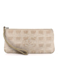 Chanel Nylon Travel Ligne Zip Wristlet Beige