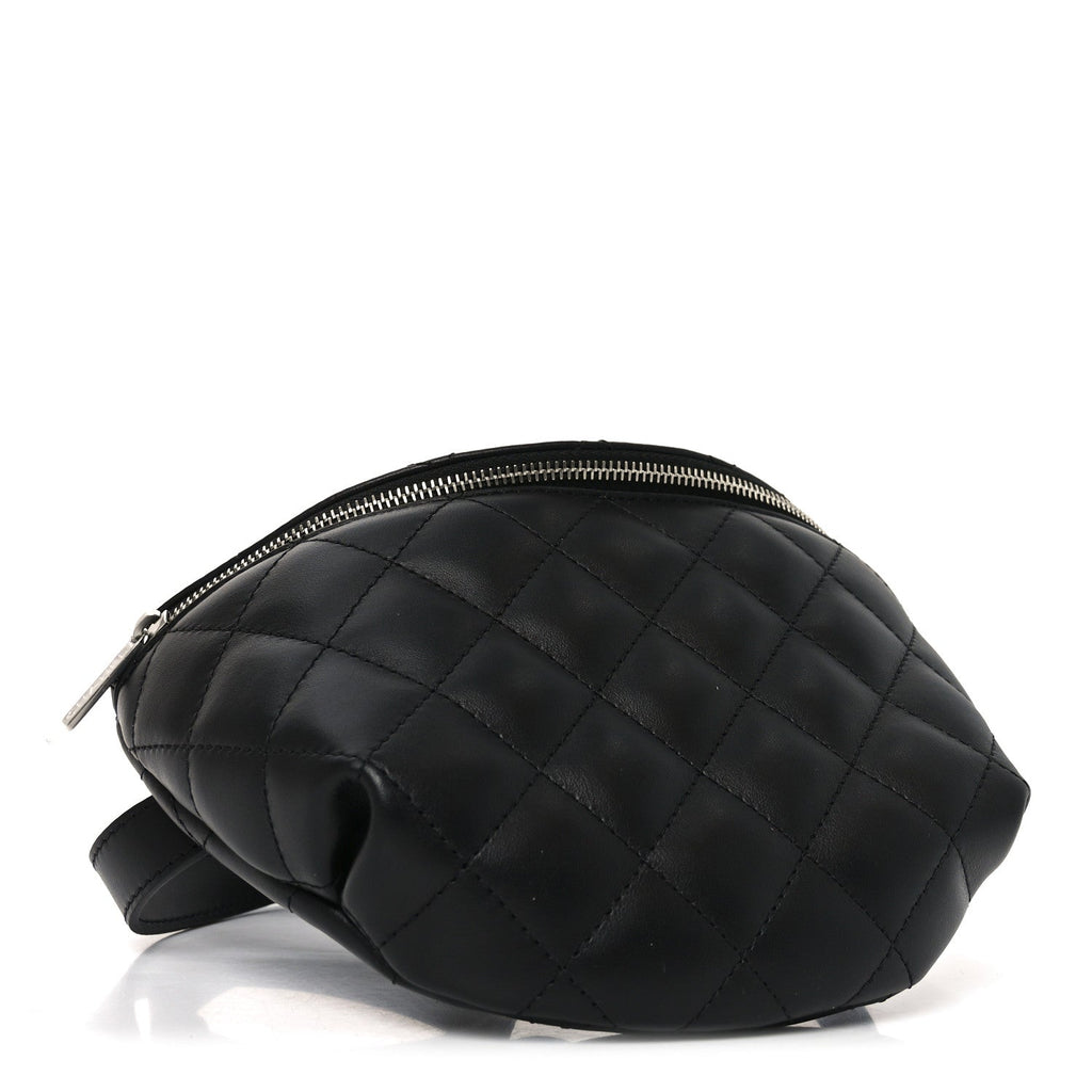 Chanel Calfskin Quilted Uniform Waist Belt Bag Black