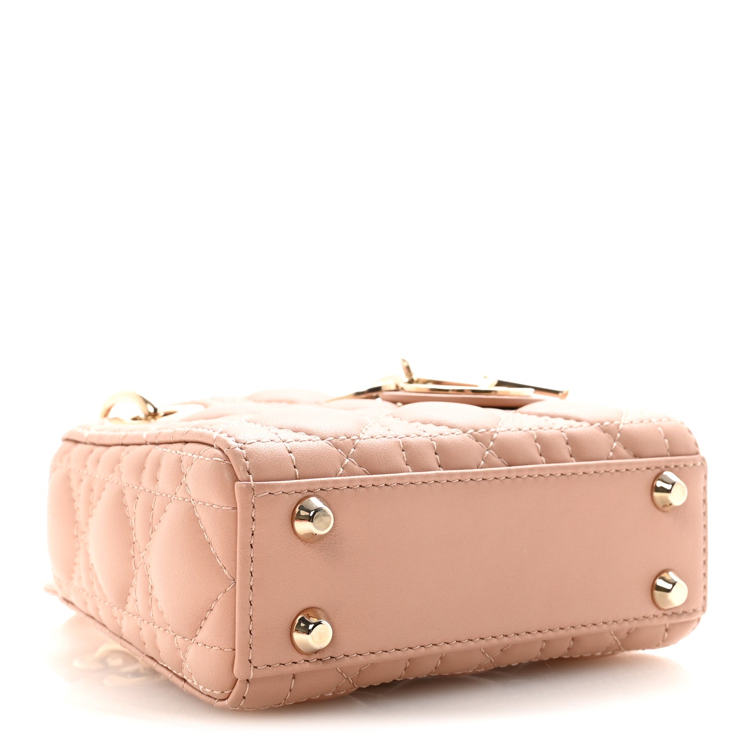 Christian Dior Lambskin Cannage Micro Lady Dior Rose Des Vents
