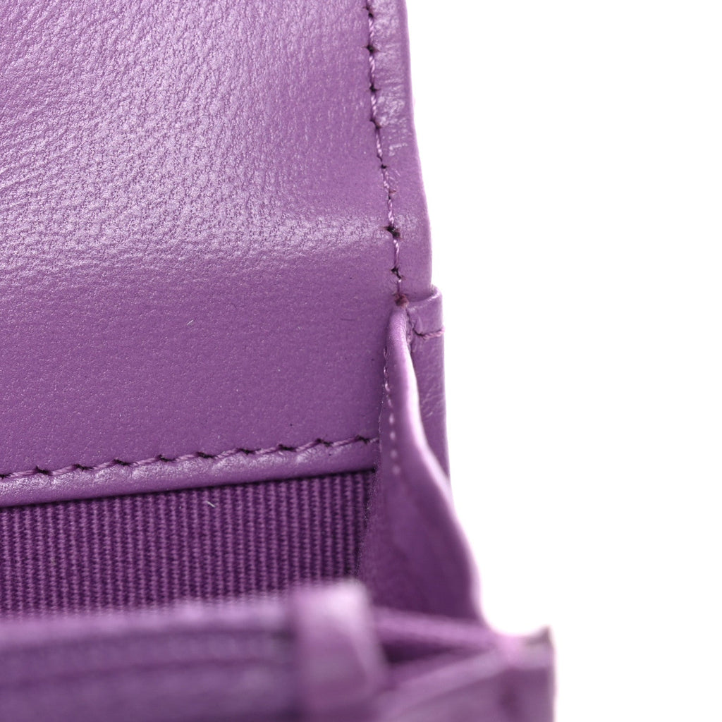 Chanel Lambskin Quilted Pick Me Up Wallet On Chain WOC Purple