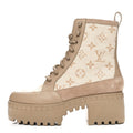 Louis Vuitton Suede Calfskin Laureate Platform Desert Boots 37 Beige