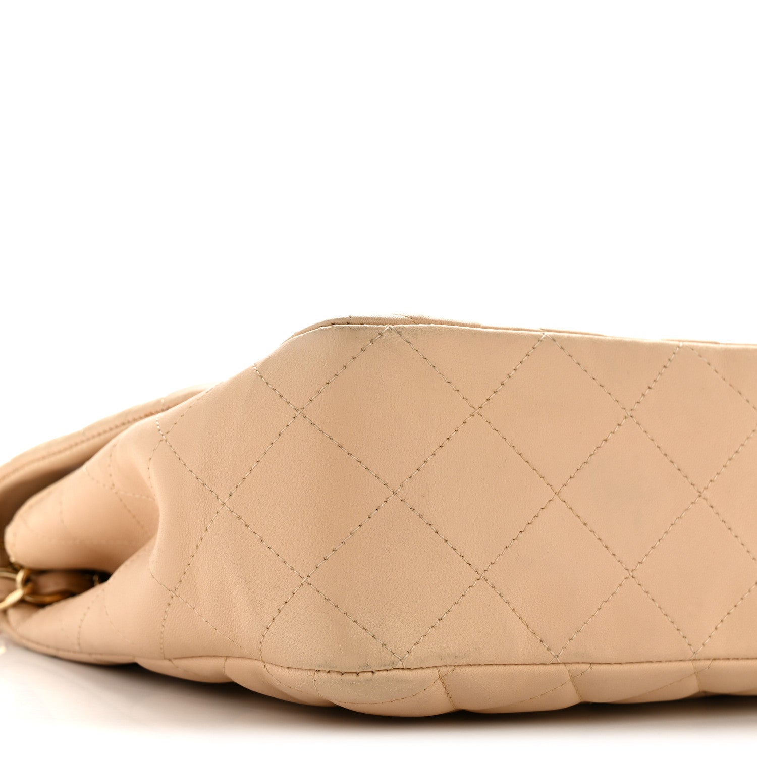 Chanel Lambskin Quilted Jumbo Single Flap Beige