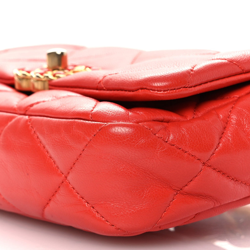 Chanel Lambskin Quilted Chanel 19 Waist Bag Red