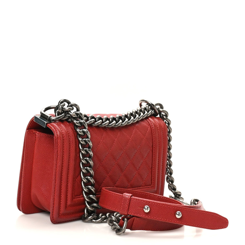 Chanel Caviar Quilted Small Boy Flap Dark Red