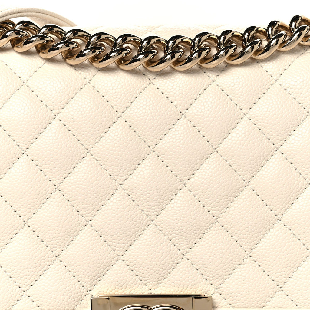 Chanel Caviar Quilted Medium Boy Flap White