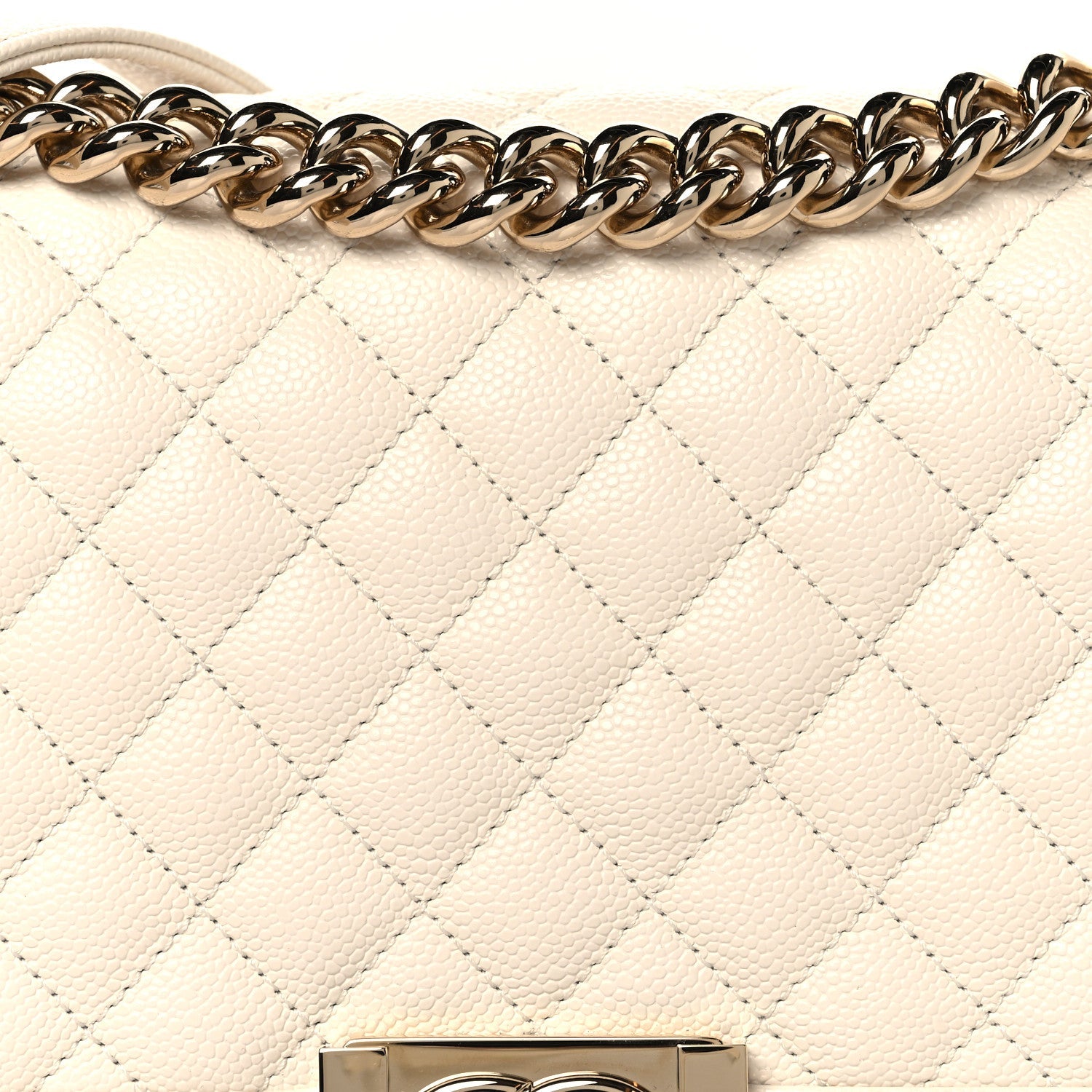 Chanel Caviar Quilted Medium Boy Flap White