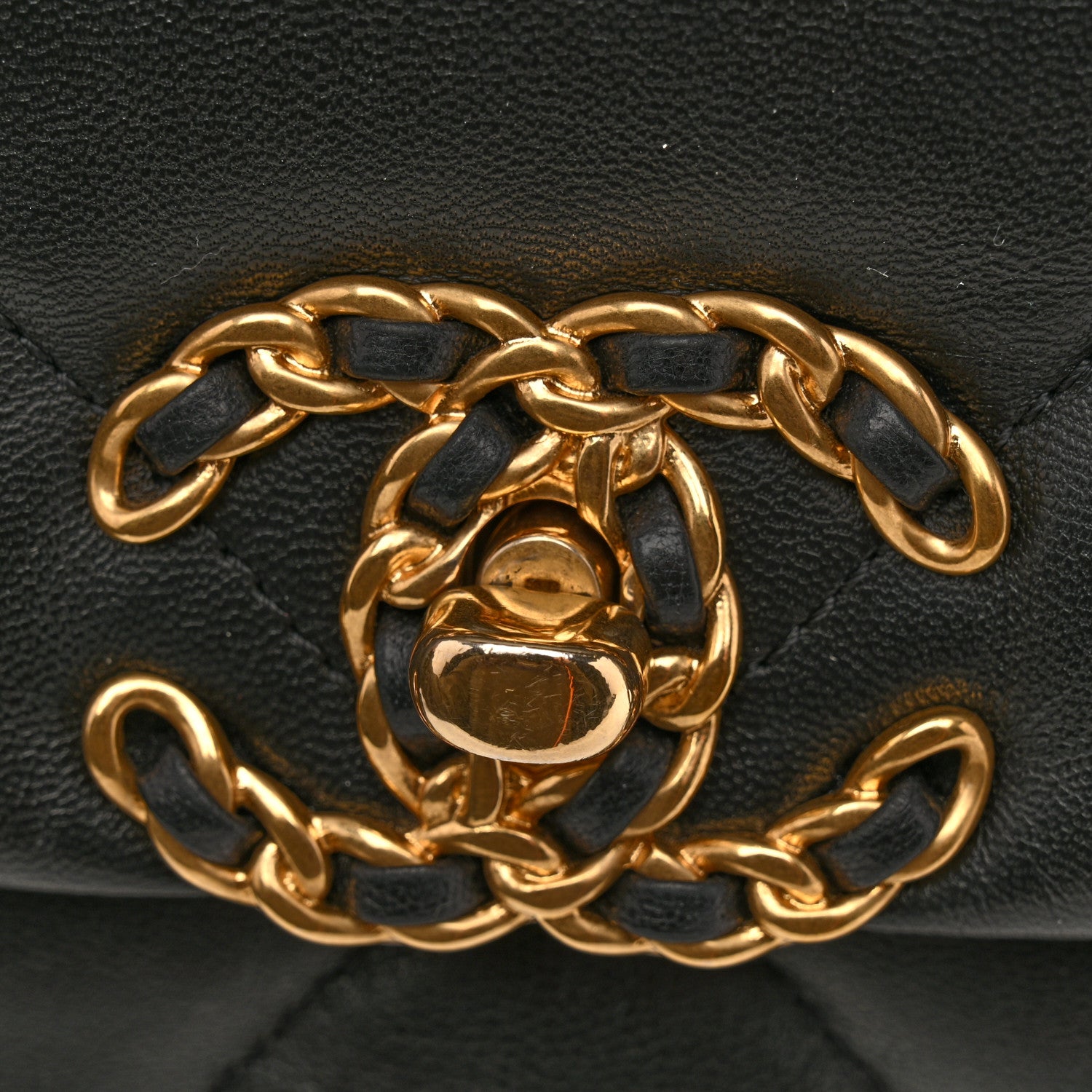 Chanel Shiny Goatskin Quilted Medium Chanel 19 Flap Black