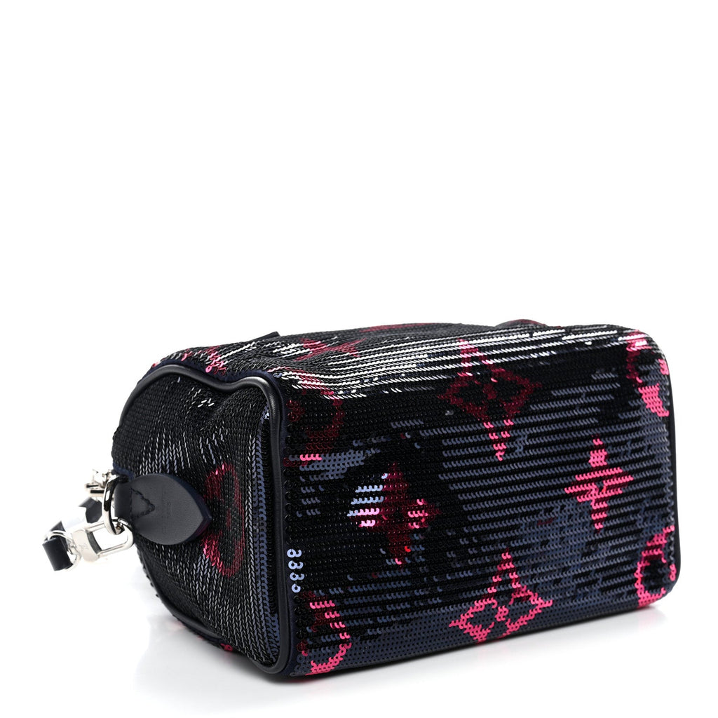 Louis Vuitton Giant Monogram Sequins Speedy Bandouliere 18 Navy Fuchsia
