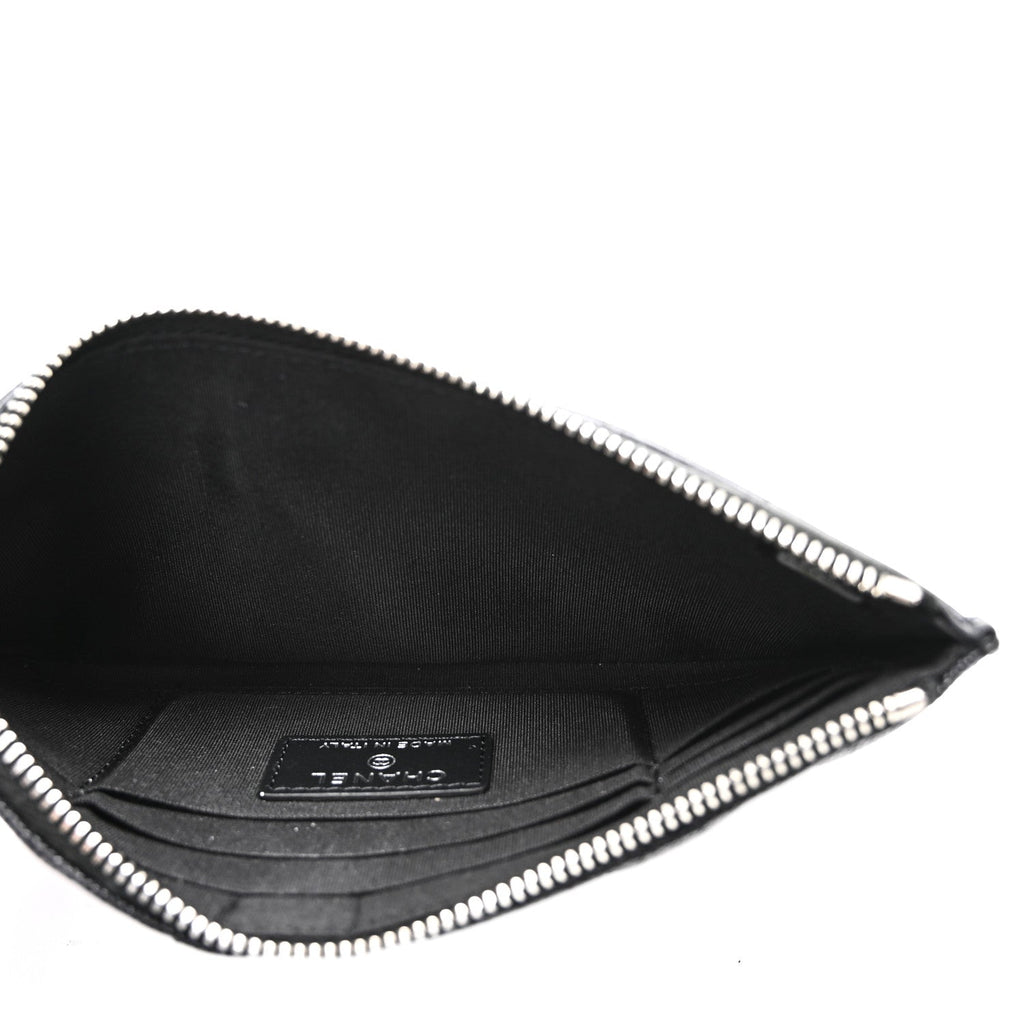 Caviar Quilted Mademoiselle Vintage Zip Pouch Black
