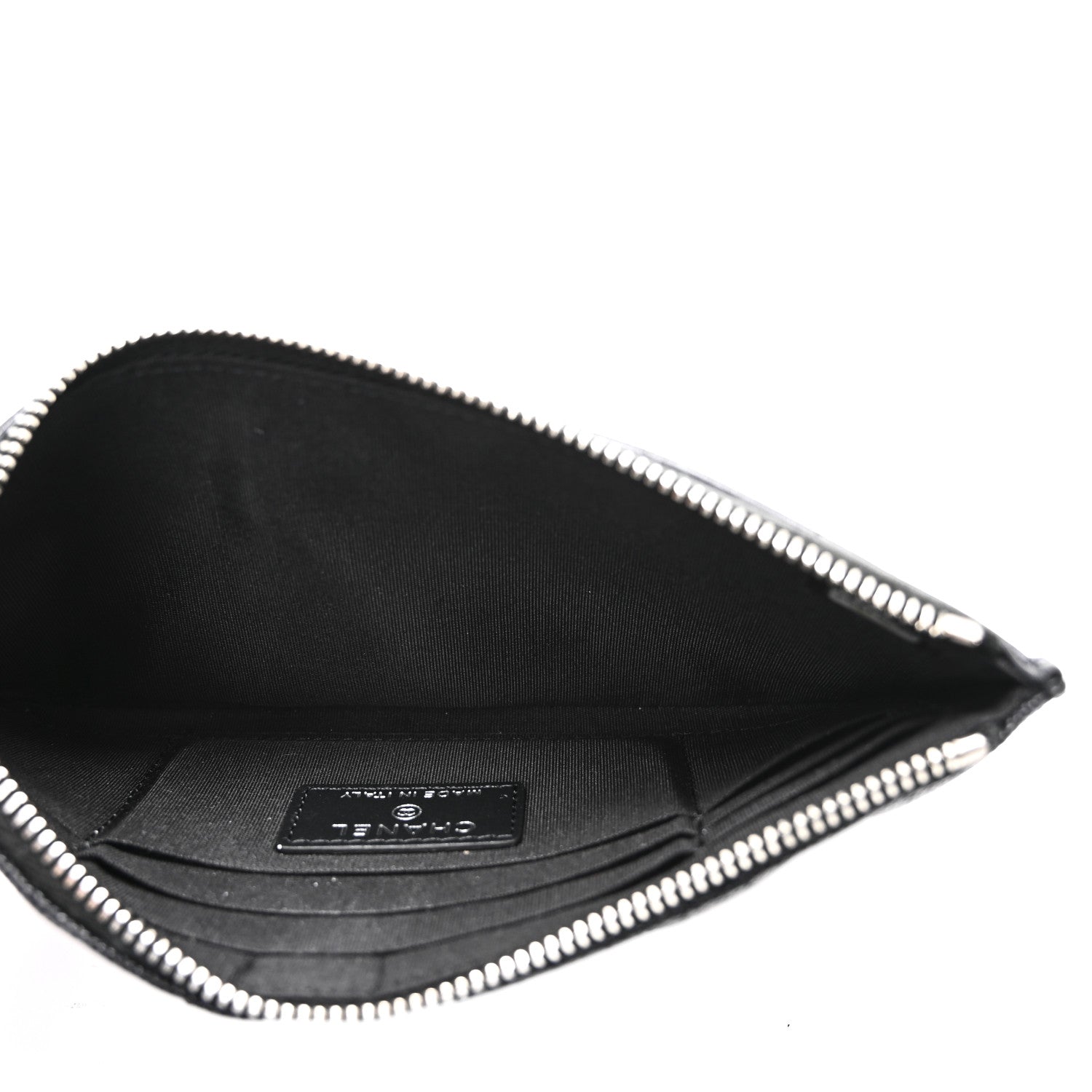 Caviar Quilted Mademoiselle Vintage Zip Pouch Black