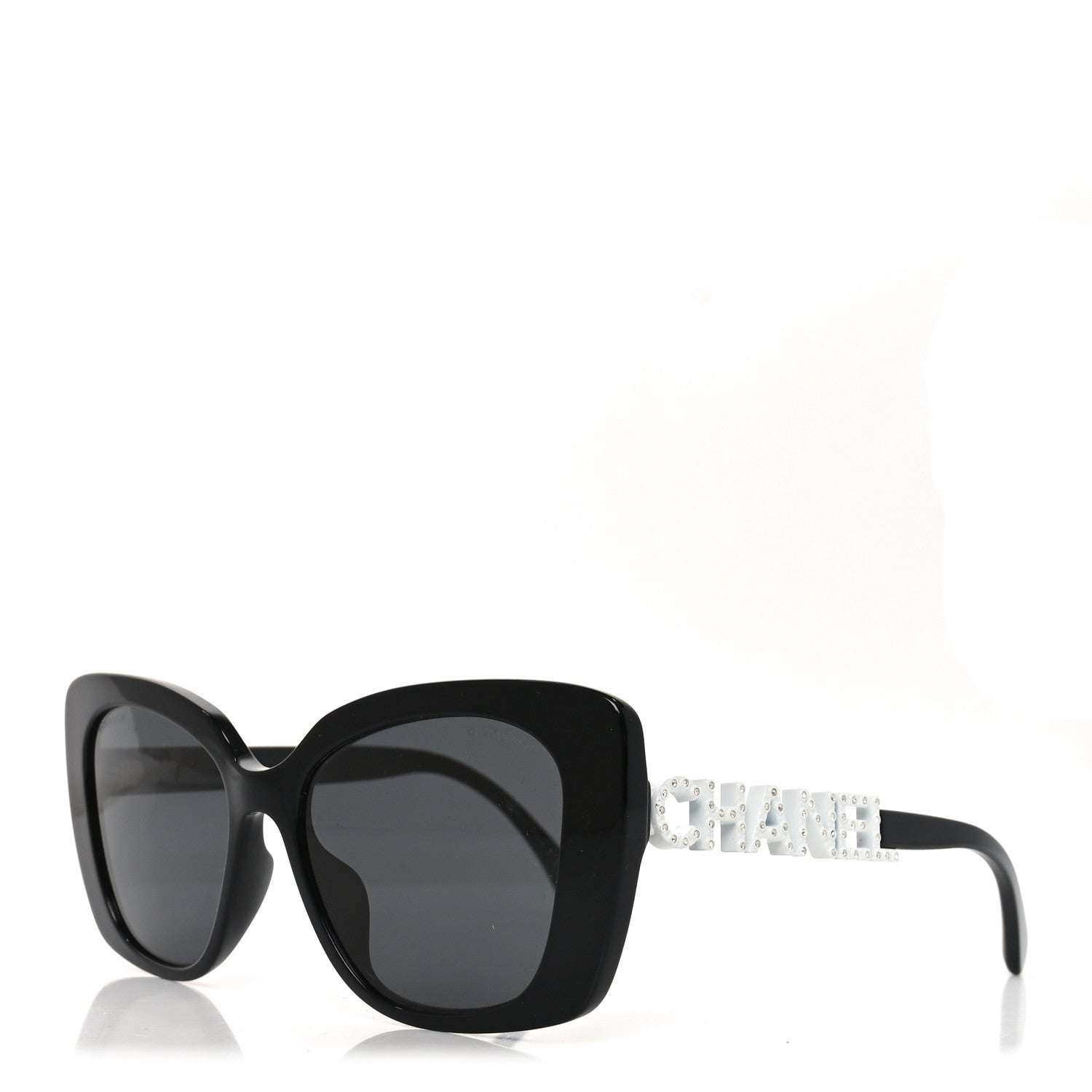 Acetate Strass Square Sunglasses 5422-B-A Black White