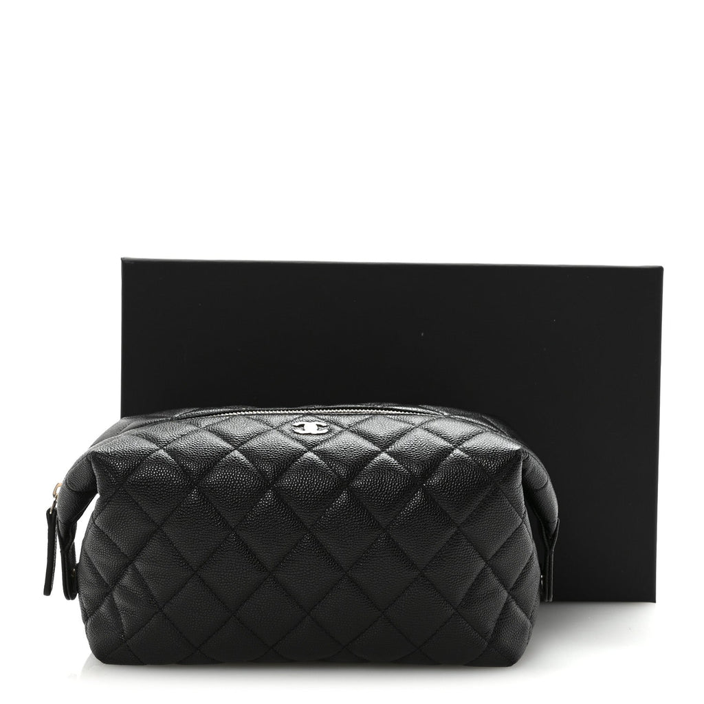 Caviar Quilted Cosmetic Case Black