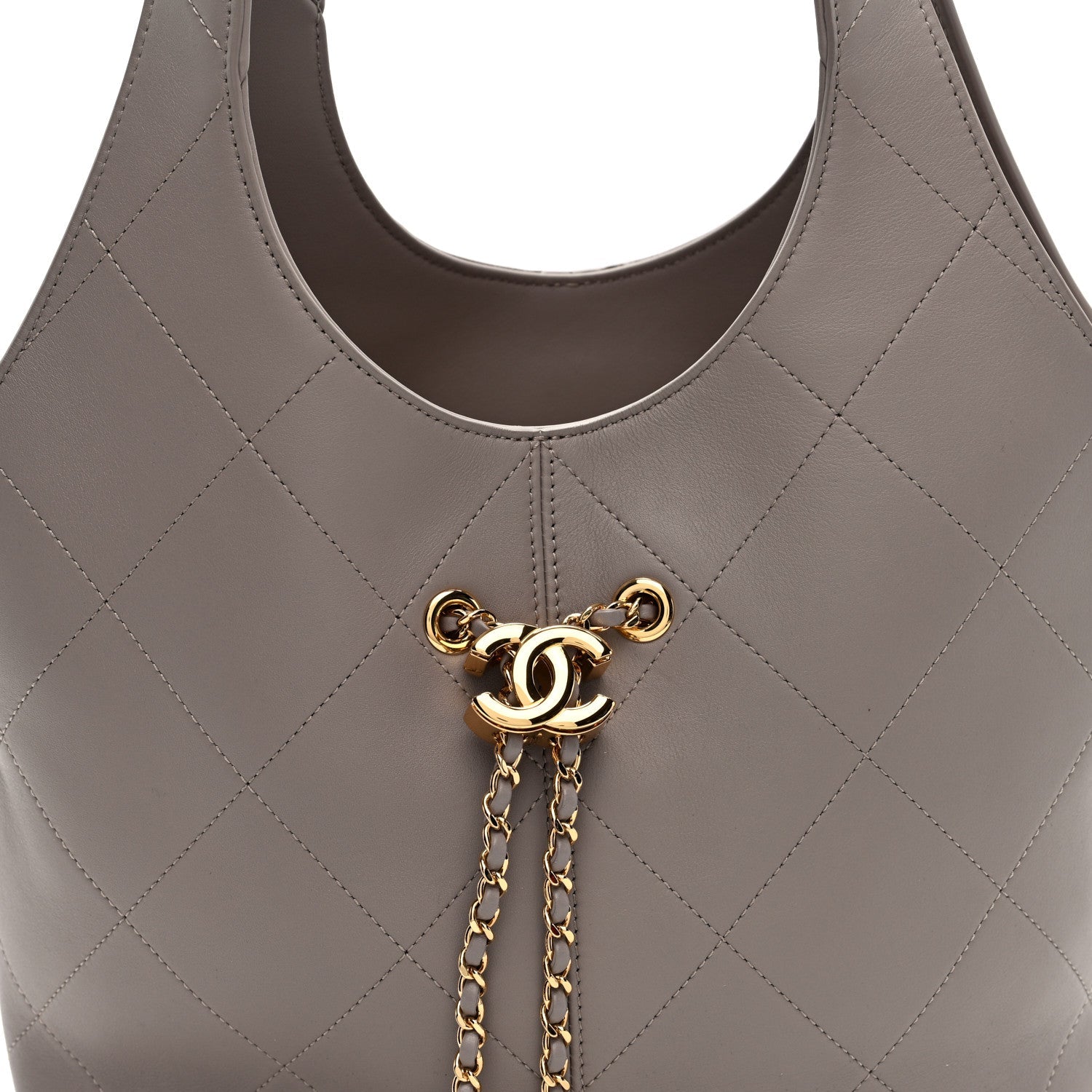 Chanel Calfskin Quilted Shopping Bag Dark Grey