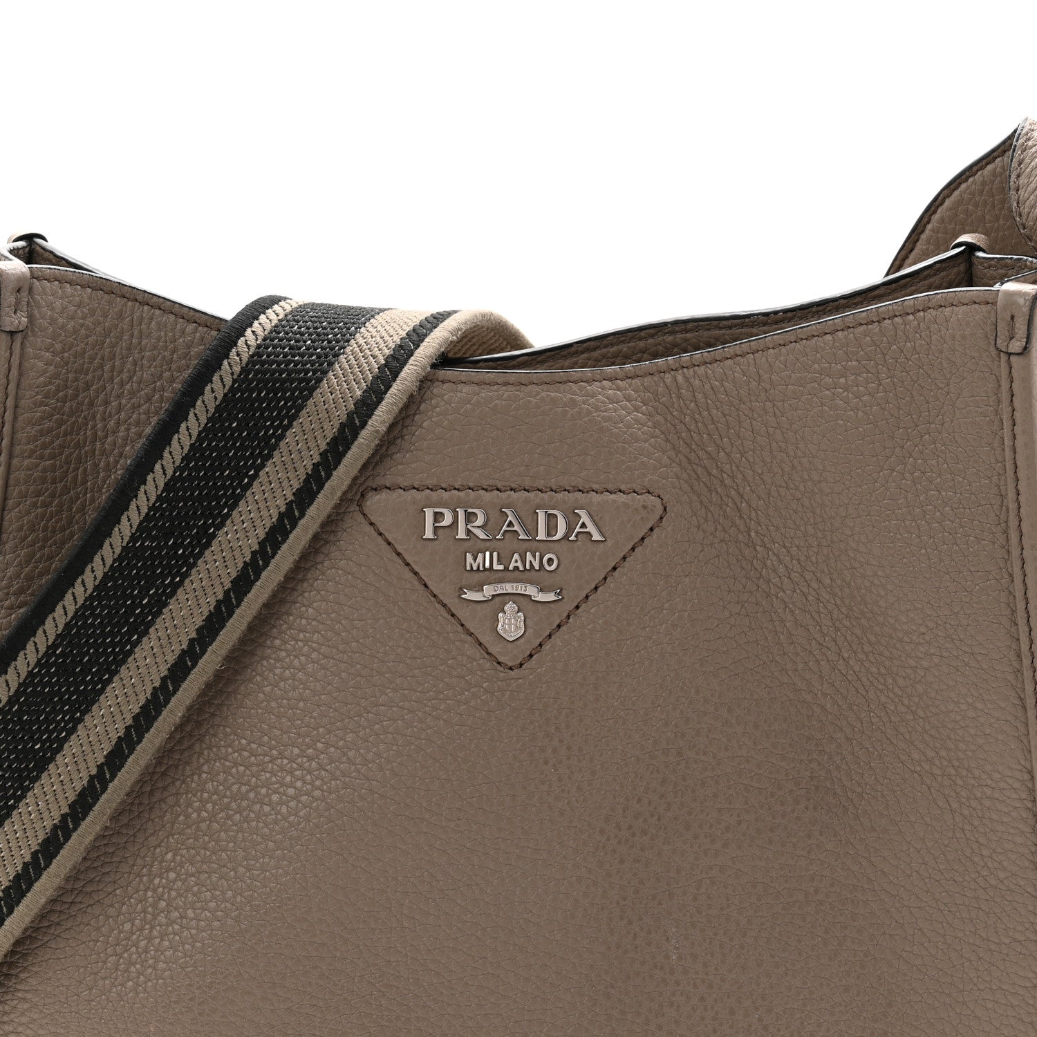 Prada Vitello Daino Soft Hobo Messenger Bag Argilla