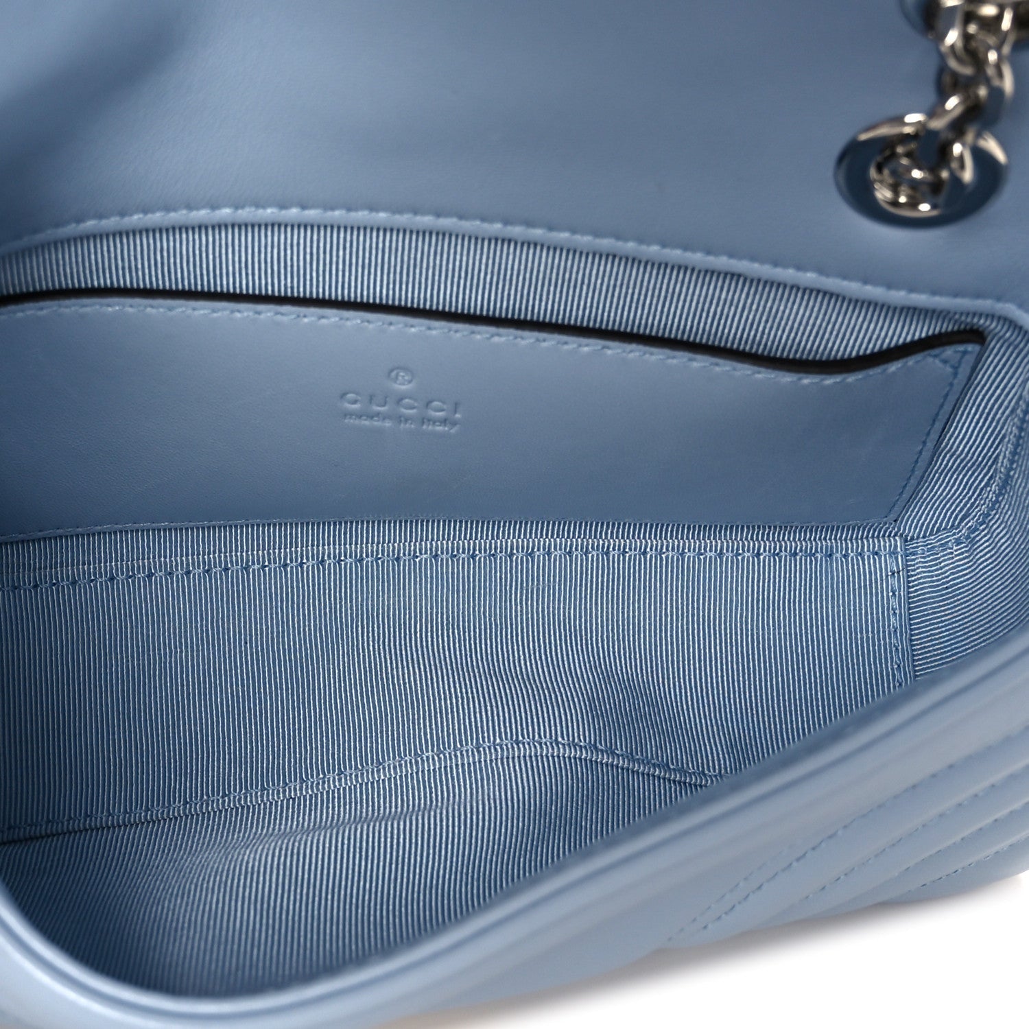 Gucci Lambskin Matelasse Small GG Marmont Shoulder Bag Porcelain Light Blue