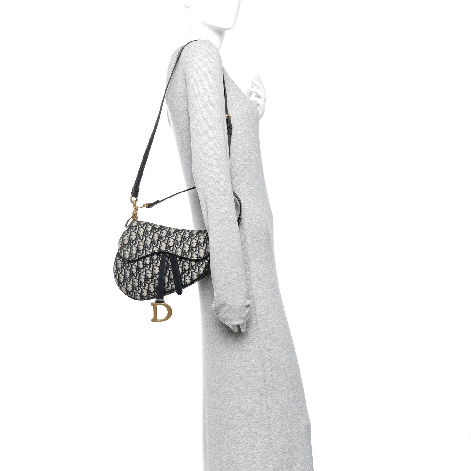 Christian Dior Oblique Saddle Bag With Strap Blue