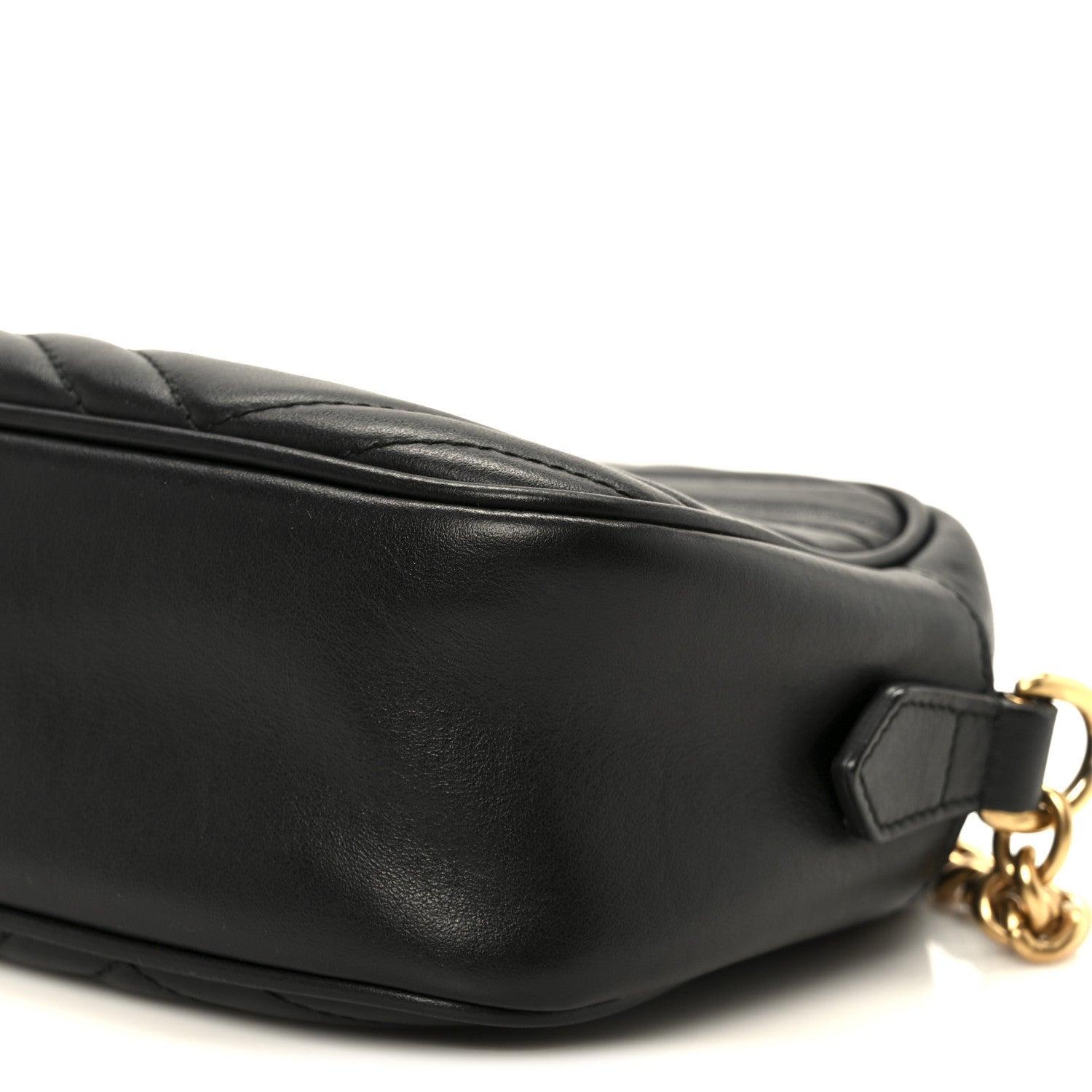 Gucci Calfskin Matelasse Small GG Marmont Chain Shoulder Bag Black