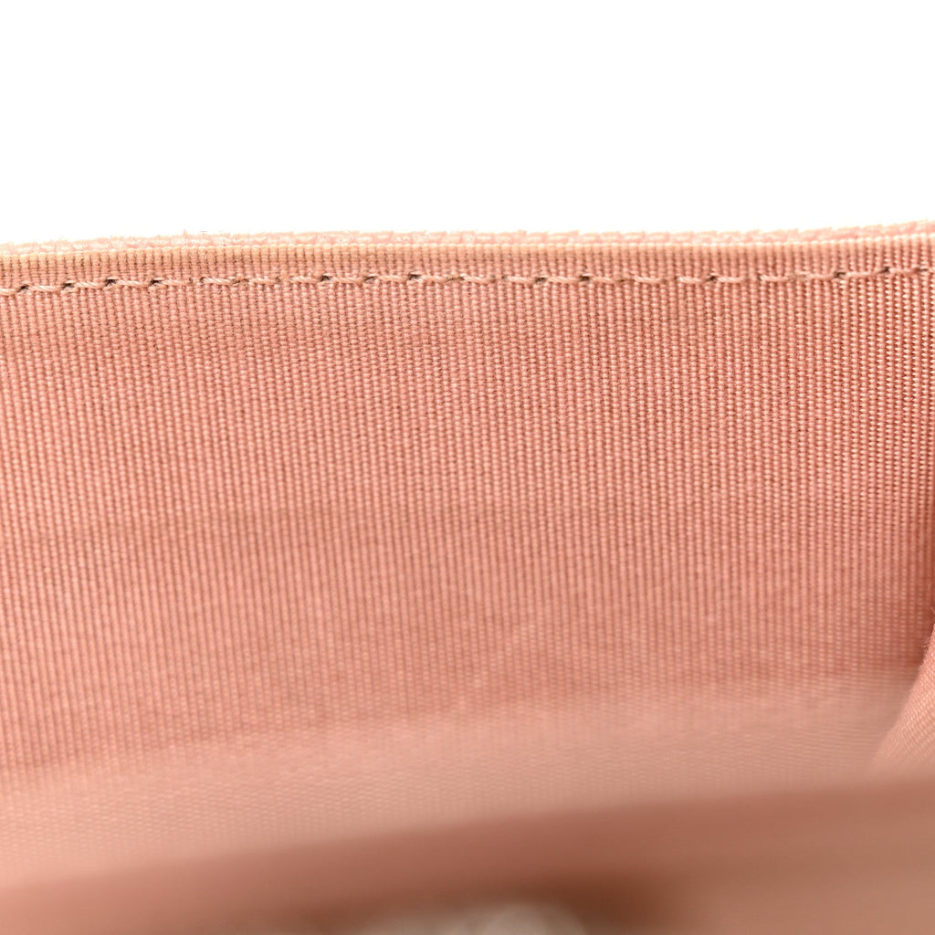 Metallic Caviar Chevron Quilted Vintage Mademoiselle Flap Card Holder Pink