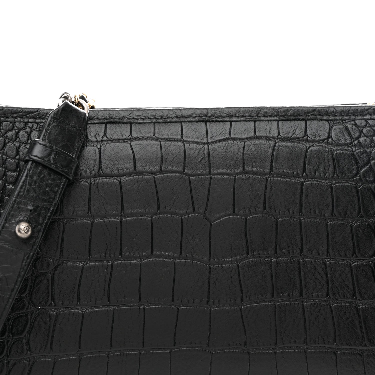Chanel Crocodile Embossed Calfskin Medium Gabrielle Cocodile Hobo Black