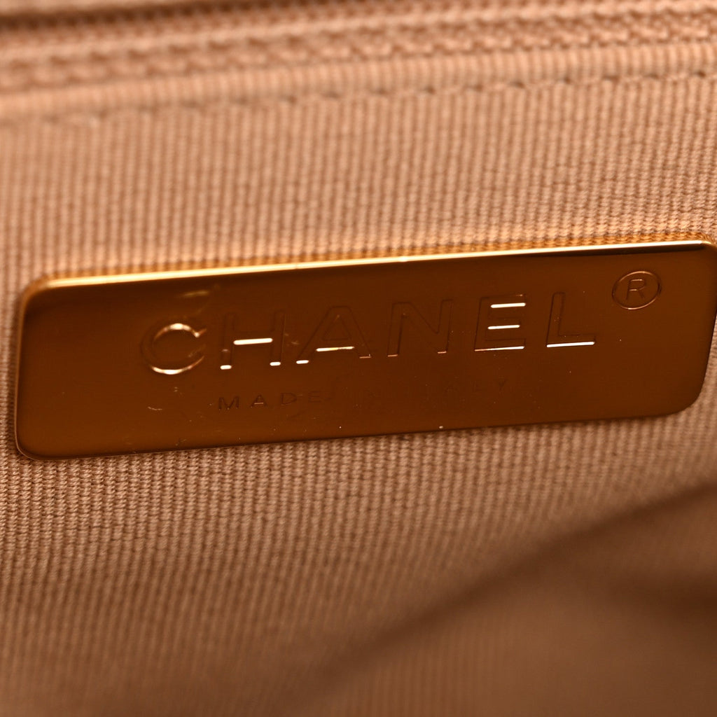 Chanel Lambskin Quilted Medium Chanel 19 Flap Beige